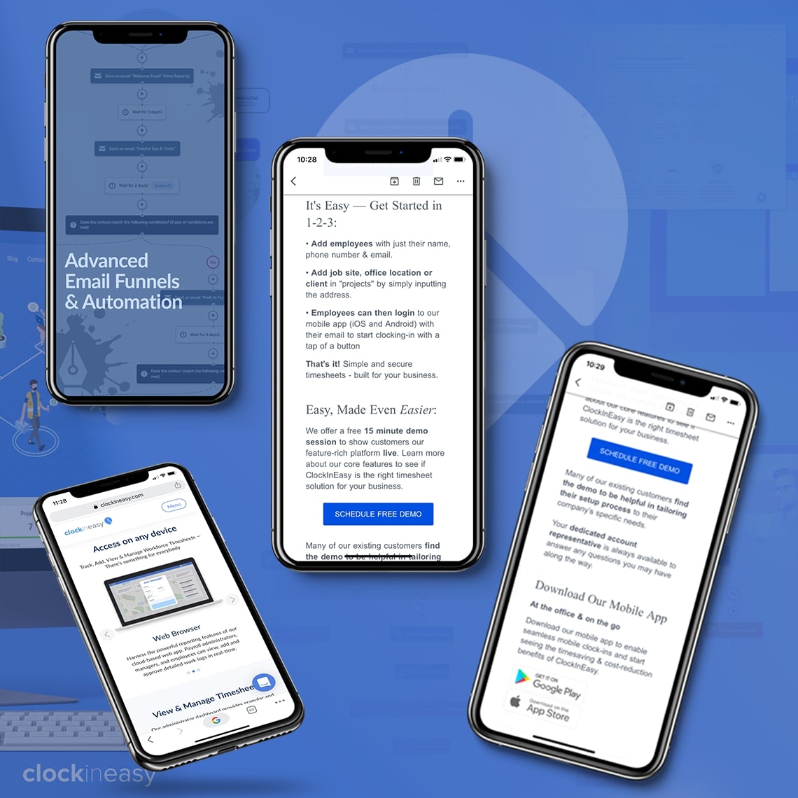 ClockInEasy Email Marketing Automation Solutions BannerFull